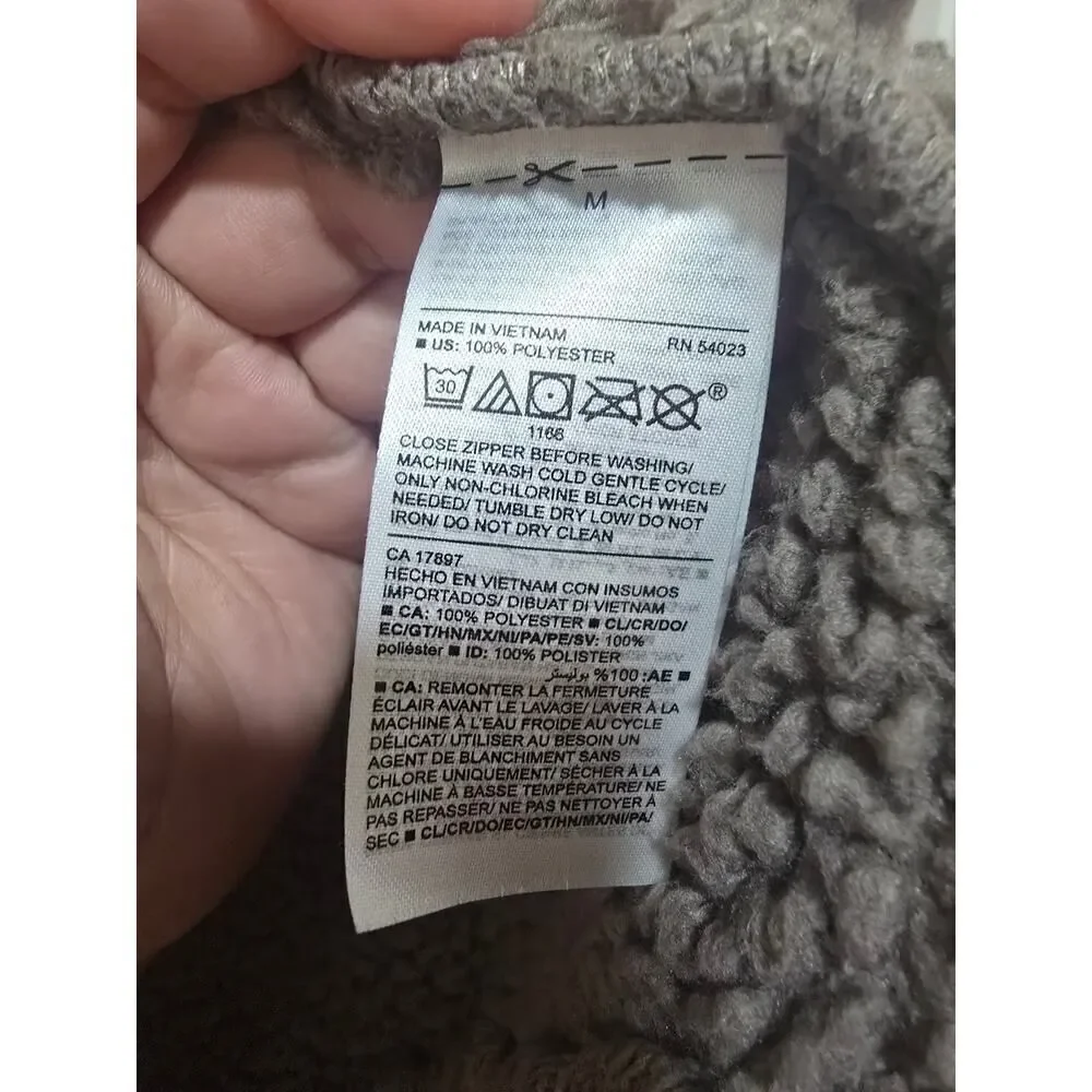 Old Navy Pieced-Yoke Teddy Fleece Jacket Brown Cozy Winter Casual Men's Size M